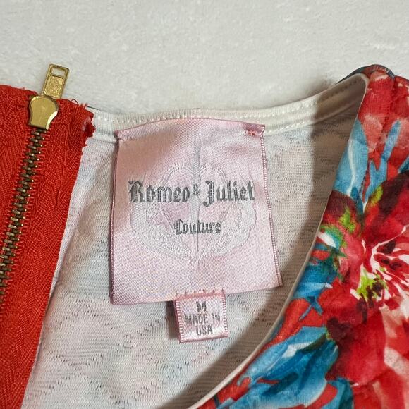 Romeo & Juliet Couture Crewneck Tropical Print Quilted Scuba Mini Dress Size Med - Picture 4 of 9